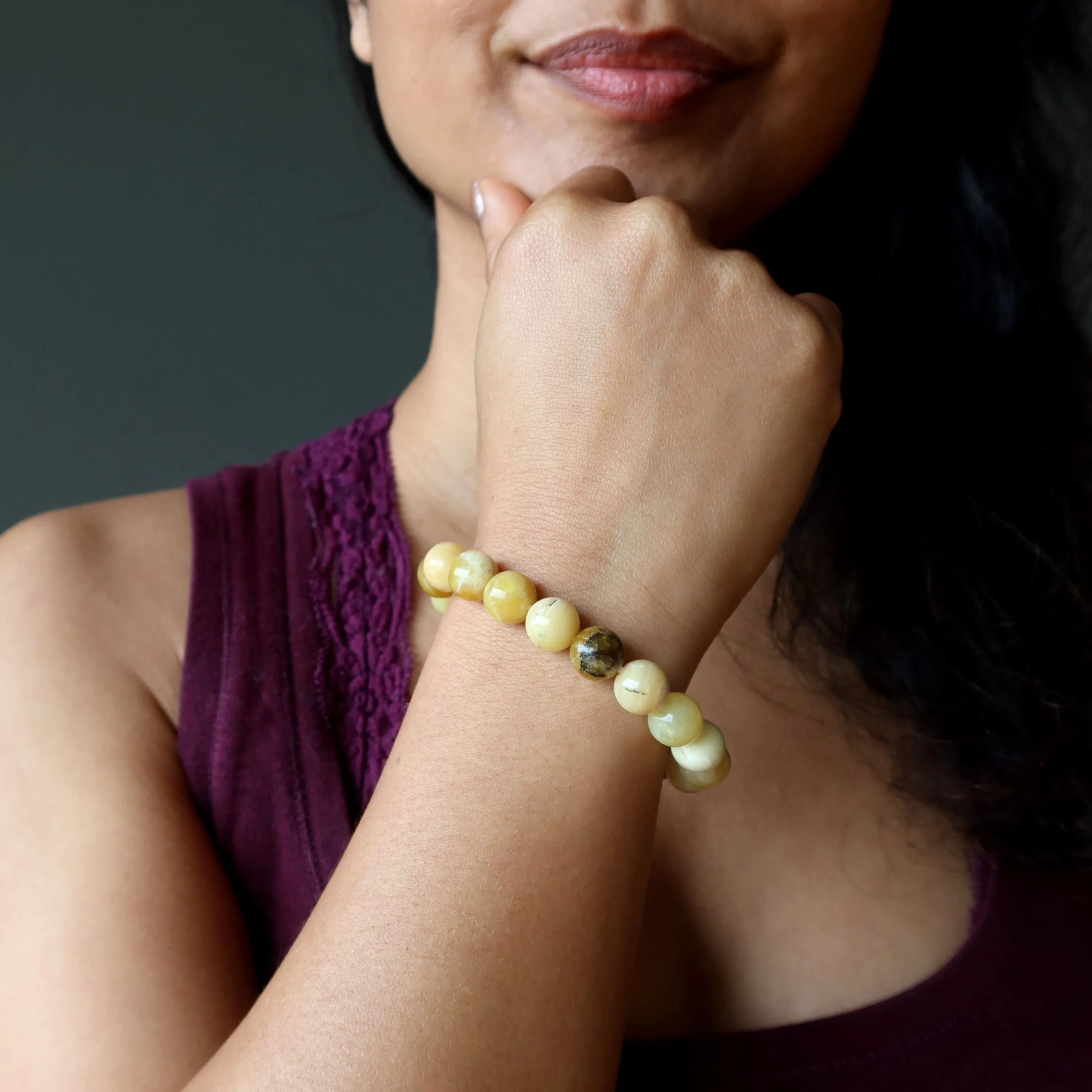 Opal Bracelet Yellow Pop of Joy Dendritic Gemstone