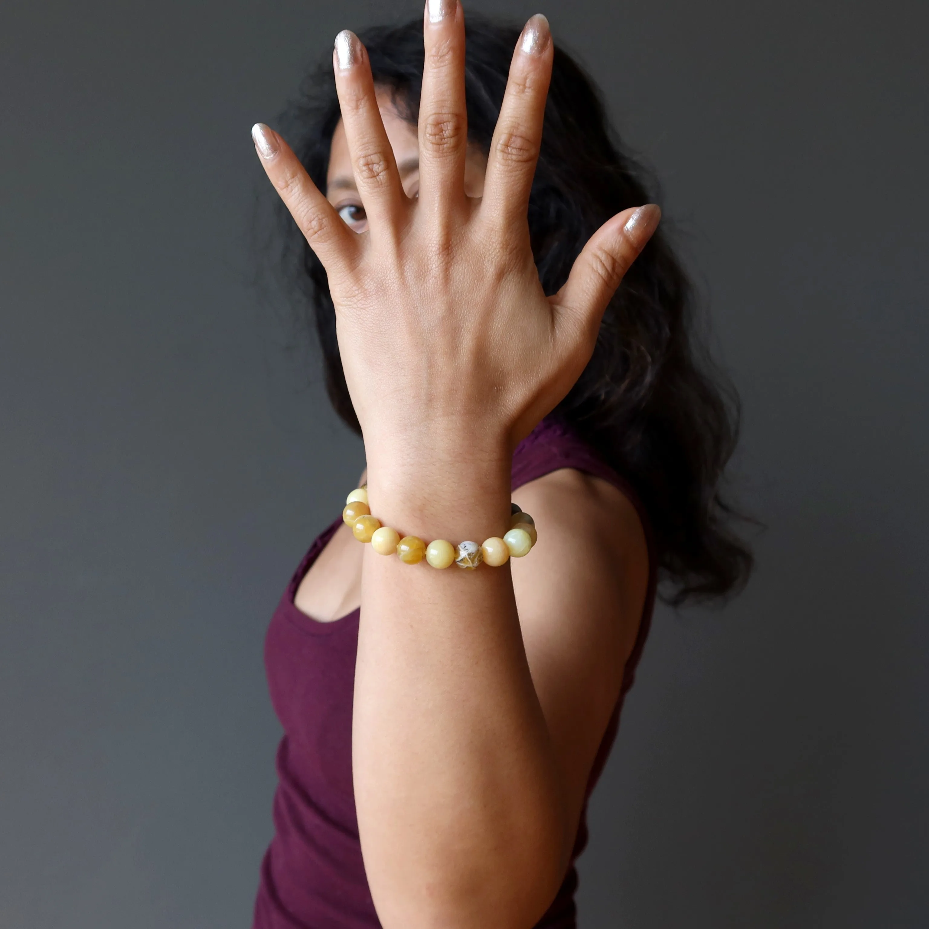 Opal Bracelet Yellow Pop of Joy Dendritic Gemstone