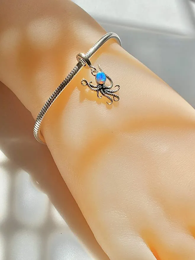 Opal Octopus Dangle Pendant Charm