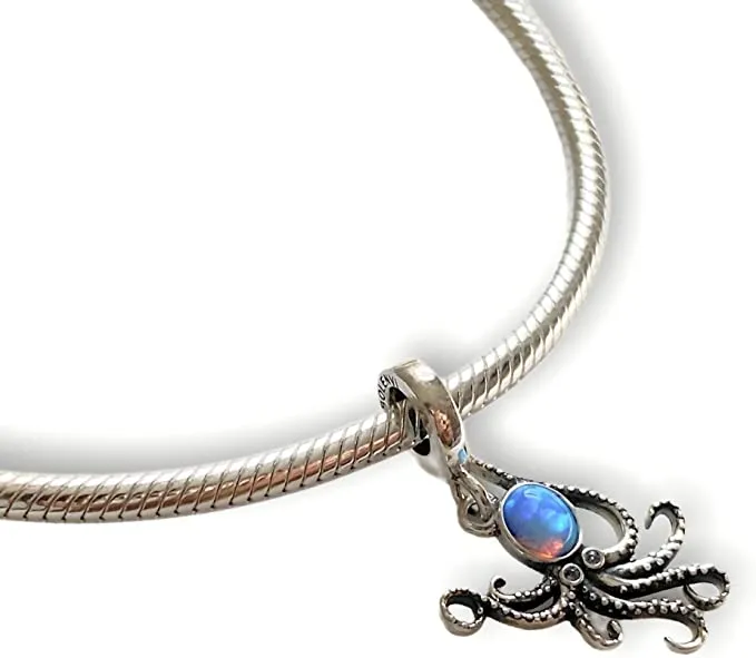 Opal Octopus Dangle Pendant Charm