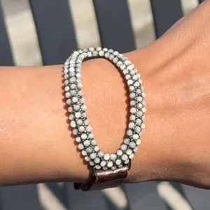 Open Horizontal Circle Leather Bracelet – MOP