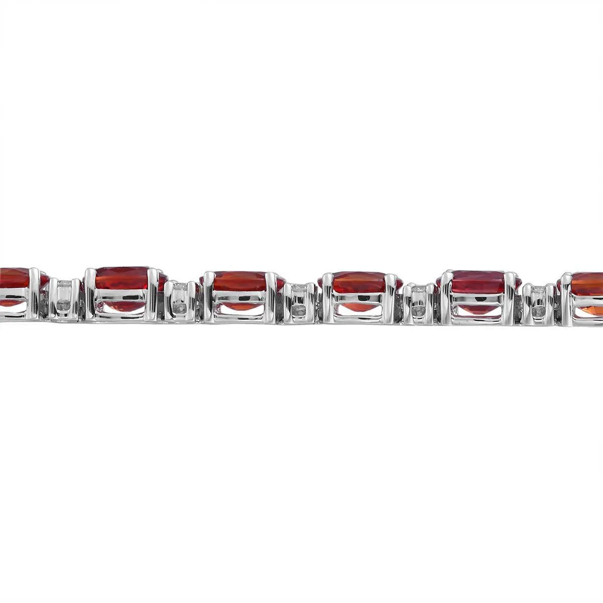 Orange Sapphire Oval Stone & Diamond Tennis Bracelet