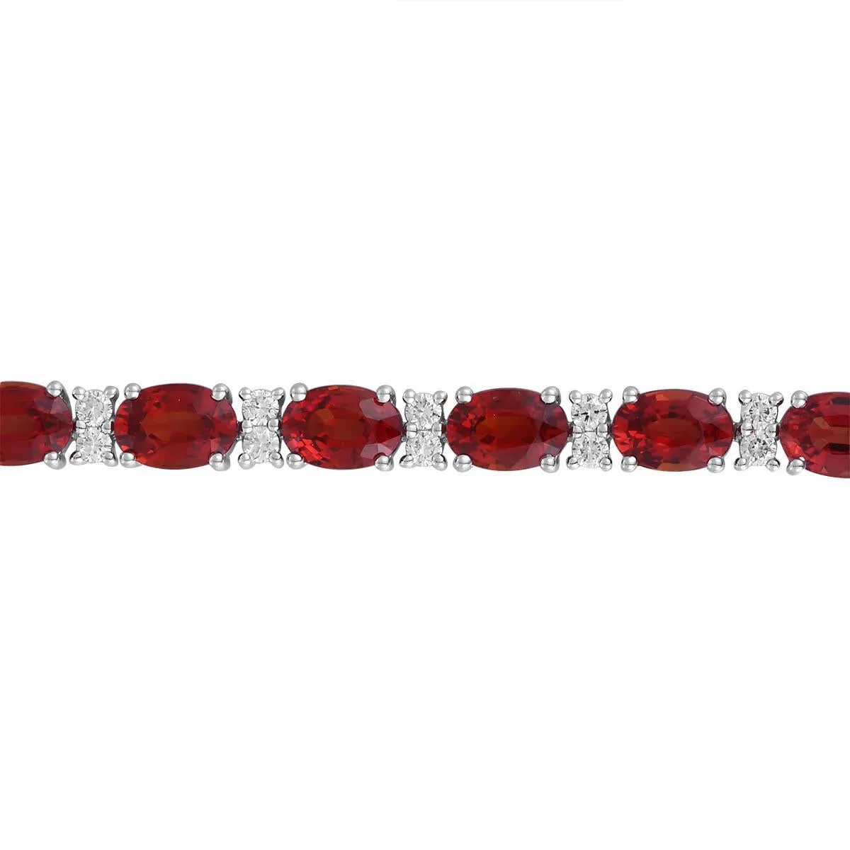 Orange Sapphire Oval Stone & Diamond Tennis Bracelet