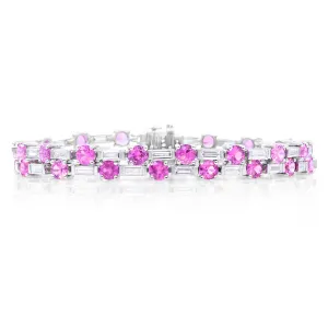 Oscar Heyman Platinum 9.96ctw Pink Sapphire Boolean Diamond Bracelet - 804699
