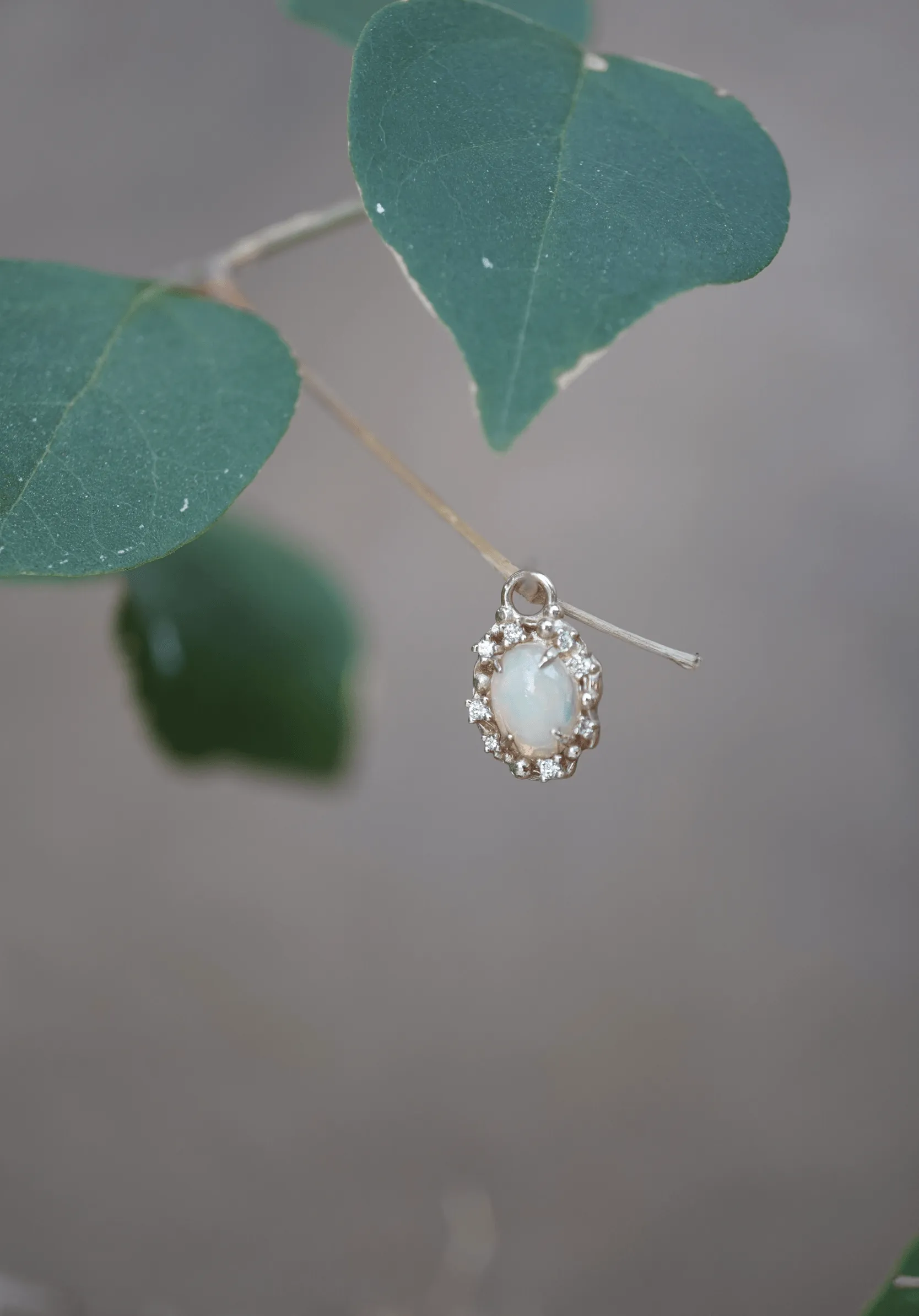 Oval Diamond Opal Charm