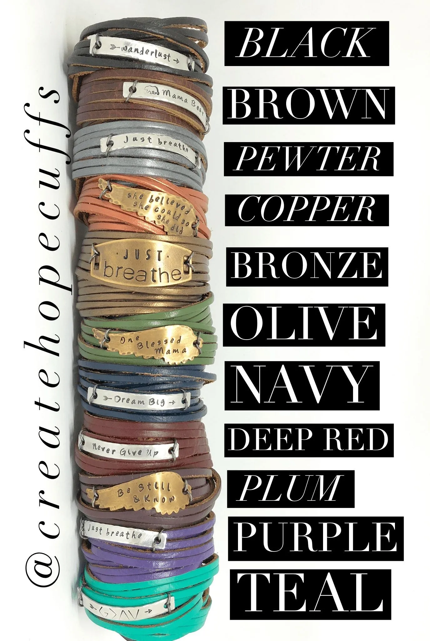 OVERCOMER Leather Double Wrap | Silver Bar Bracelet | Adjustable