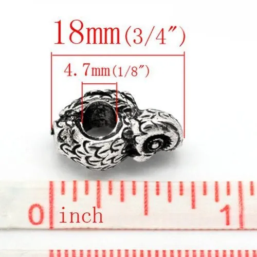 Owl Charm Bead For European Snake Chain Charm Bracelet