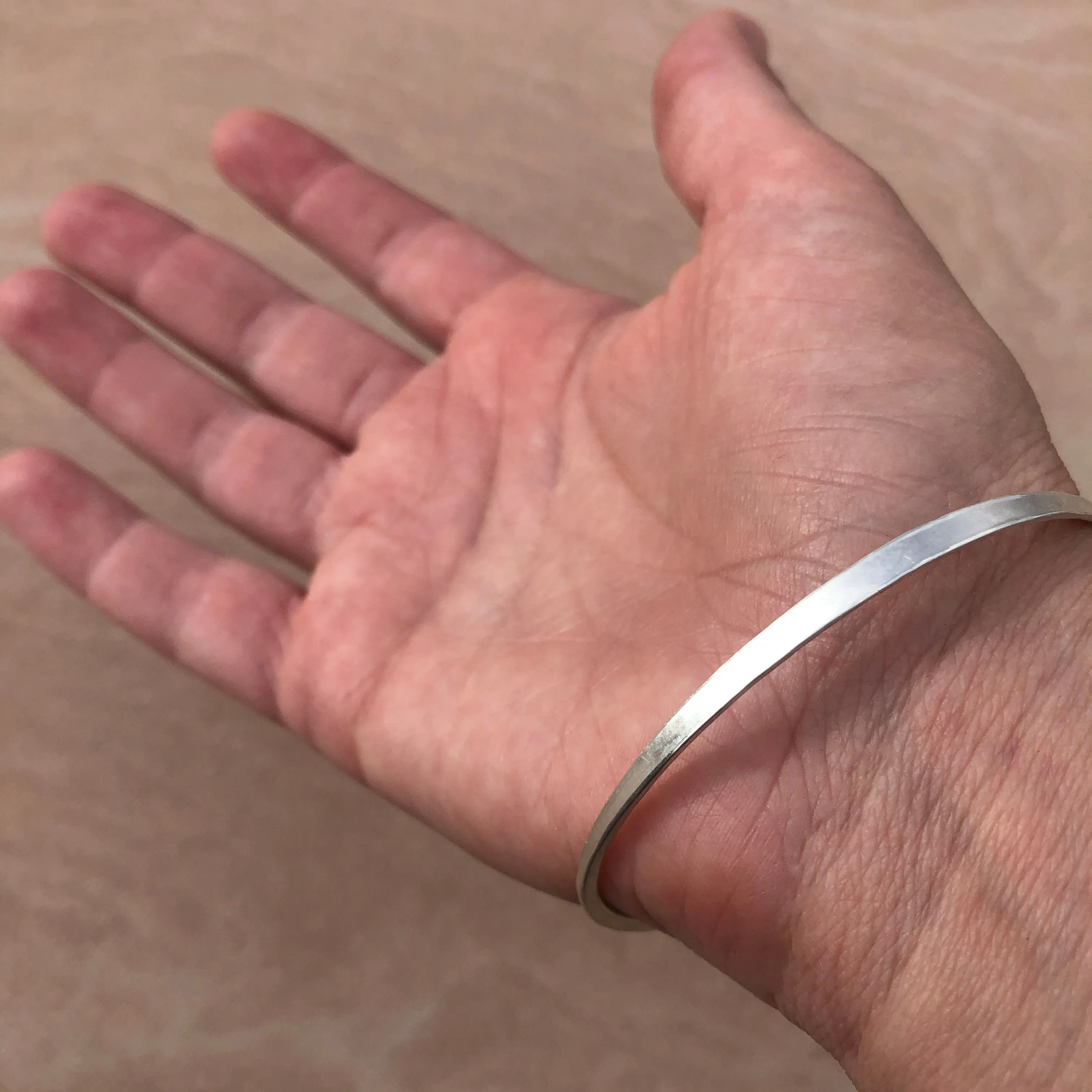 Oxidized sterling silver hammered hook & eye bracelet
