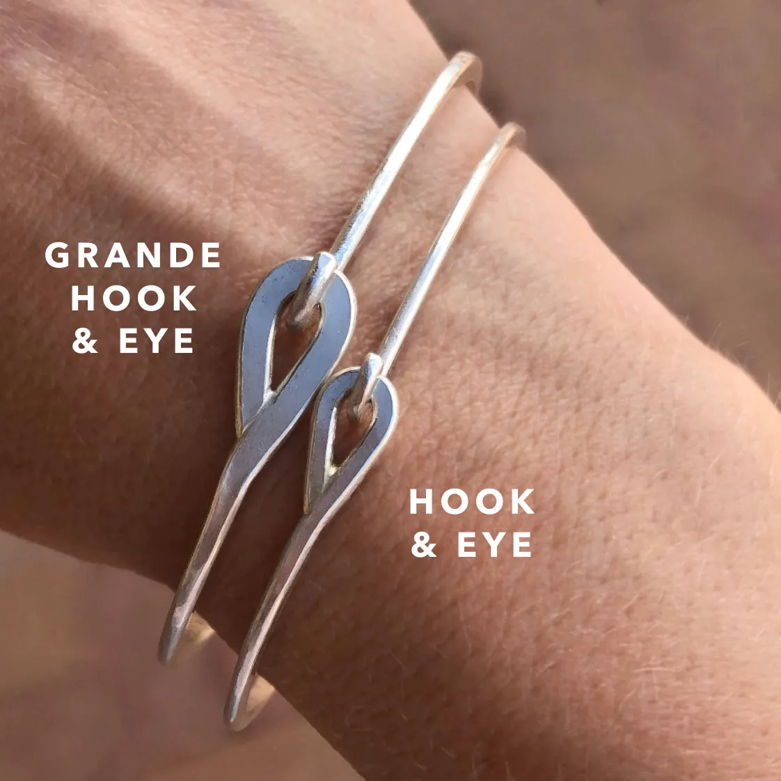 Oxidized sterling silver hammered hook & eye bracelet