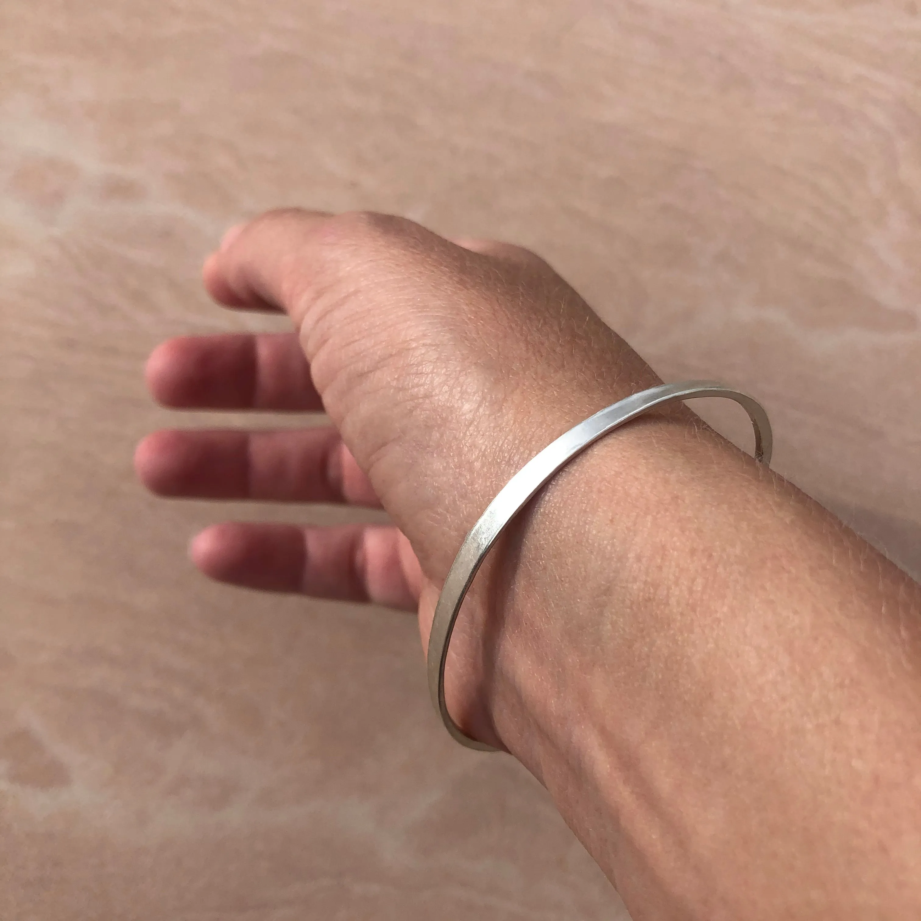 Oxidized sterling silver hammered hook & eye bracelet