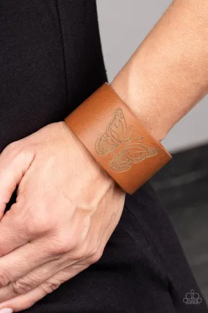 Paparazzi Flirty Flutter - Brown Butterfly  Urban Bracelet