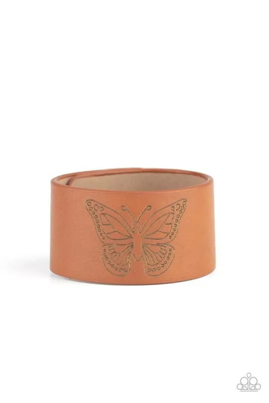 Paparazzi Flirty Flutter - Brown Butterfly  Urban Bracelet