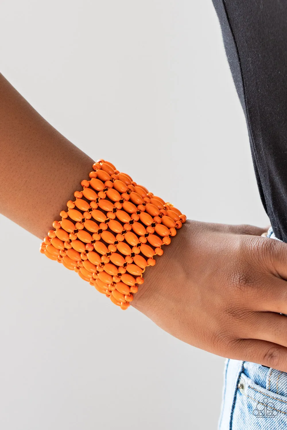 Paparazzi Way Down In Kokomo - Orange Wooden Beads Bracelet