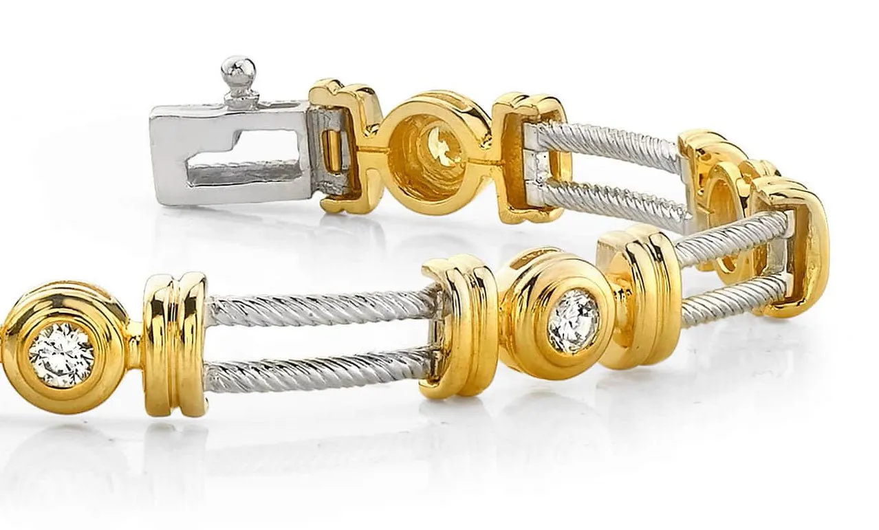Parallel Twisted Rope Diamond Bracelet with 0.70 ct.(finished) 3.0mm