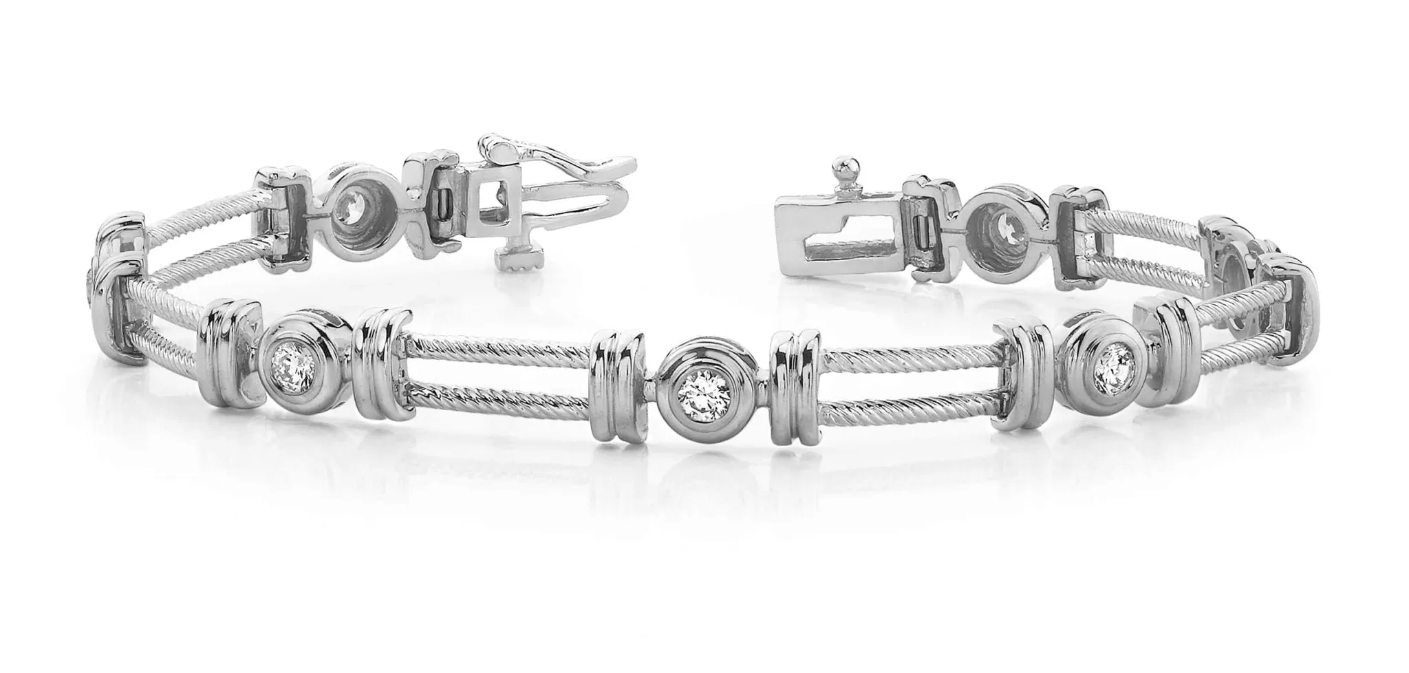 Parallel Twisted Rope Diamond Bracelet with 0.70 ct.(finished) 3.0mm