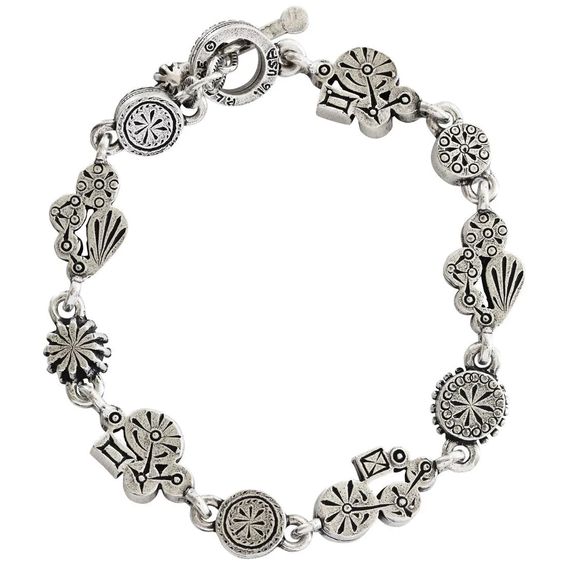 Patricia Locke Petite Sterling Silver Plated Swarovski Crystal Multi Color Mosaic Rainbow Bracelet, 7.25" Fling BR0353S