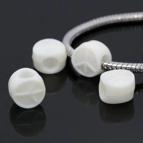 Peace Charm Carved on Ivory Acrylic for Snake Chain Charm Bracelet