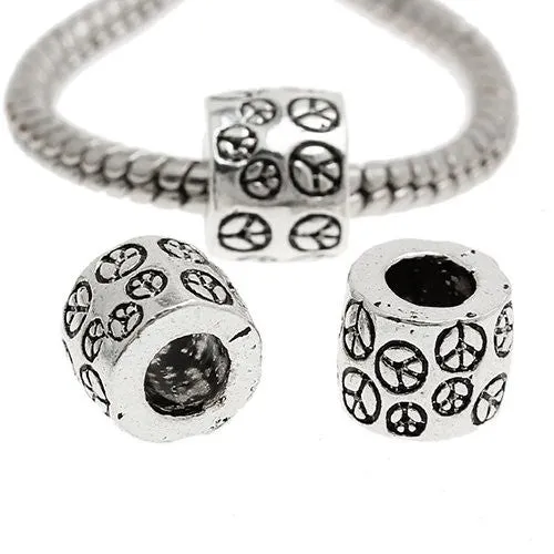 Peace Symbol Charm European Bead Compatible for Most European Snake Chain Bracelet