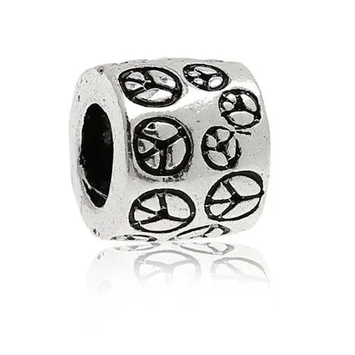 Peace Symbol Charm European Bead Compatible for Most European Snake Chain Bracelet