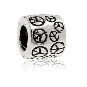 Peace Symbol Charm European Bead Compatible for Most European Snake Chain Bracelet