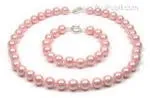 Peach Shell Pearl Necklace & Bracelet Set