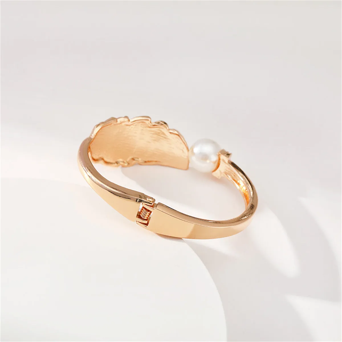 Pearl & Cubic Zirconia Leaf Hinged Bangle