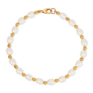 Pearl and Gold Bead Bracelet