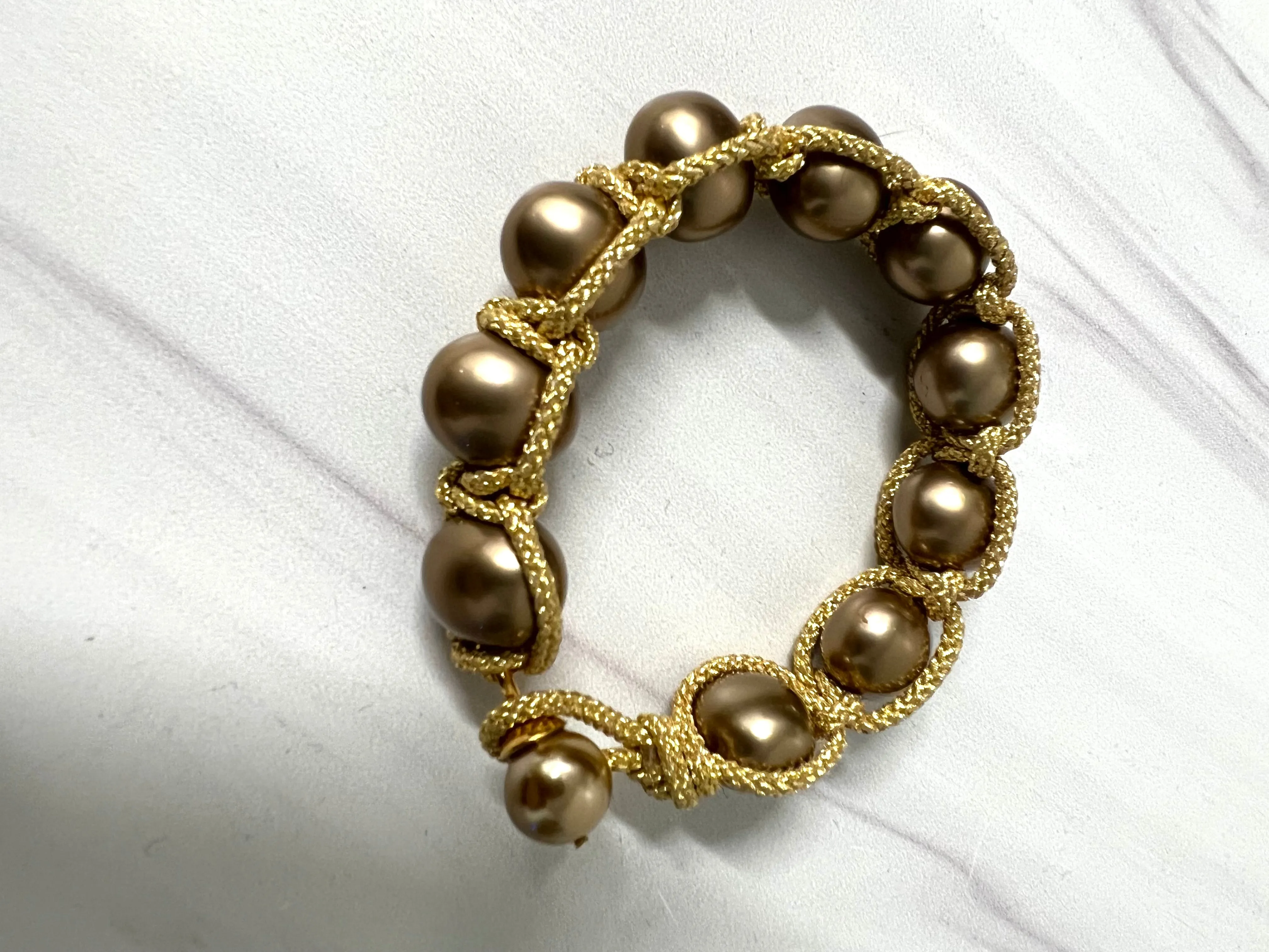 Pearl Macrame Bracelet with button clasp