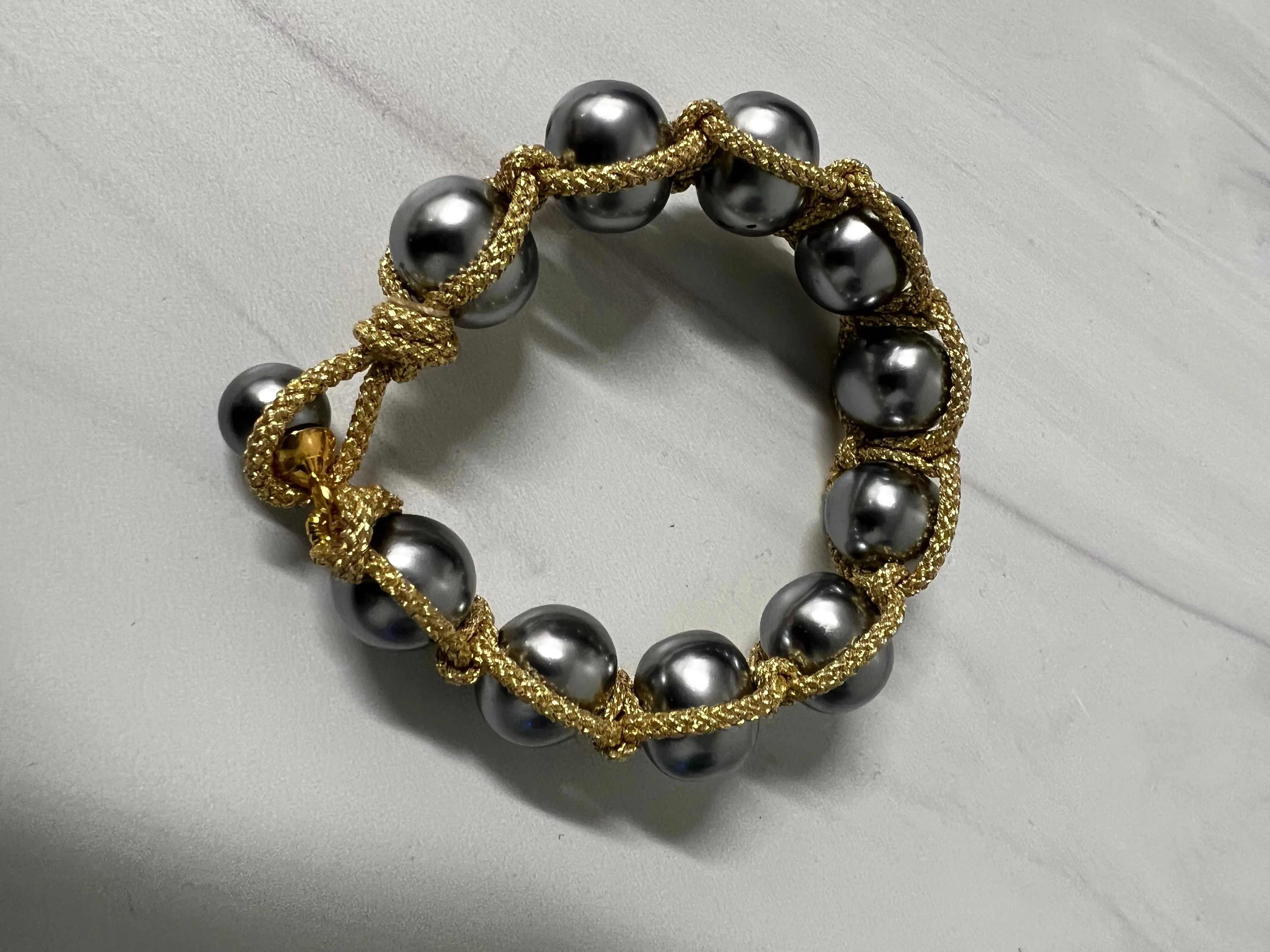 Pearl Macrame Bracelet with button clasp