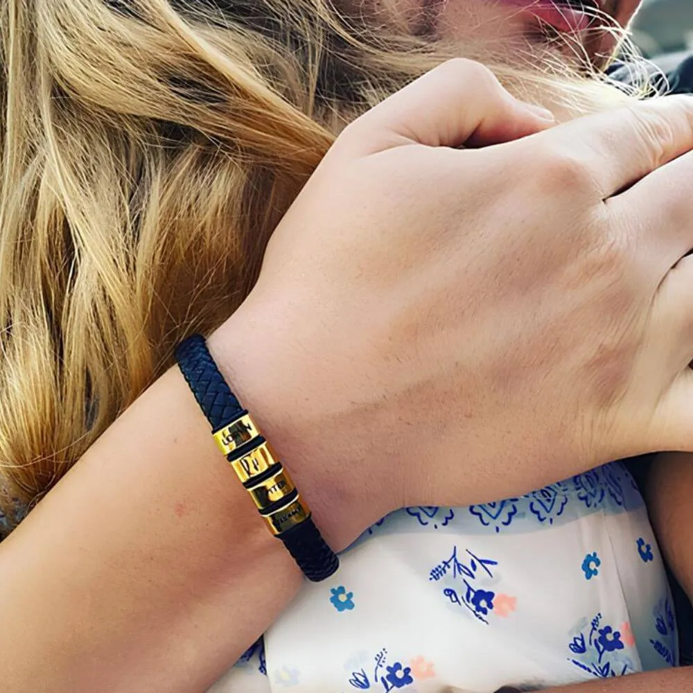 Personalised Black Leather Bracelet