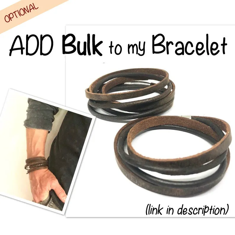 Personalised Tan Leather Wrap Bracelet for Men