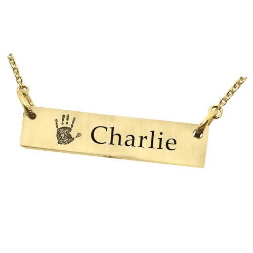 Personalized Bar Pendant Horizontal Handprint Necklace or Bracelet