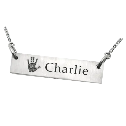 Personalized Bar Pendant Horizontal Handprint Necklace or Bracelet