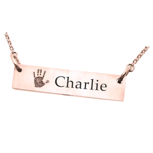 Personalized Bar Pendant Horizontal Handprint Necklace or Bracelet