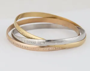 Personalized Engraved Interlocking Bracelets - Steel, Gold, and Rose Gold Finish