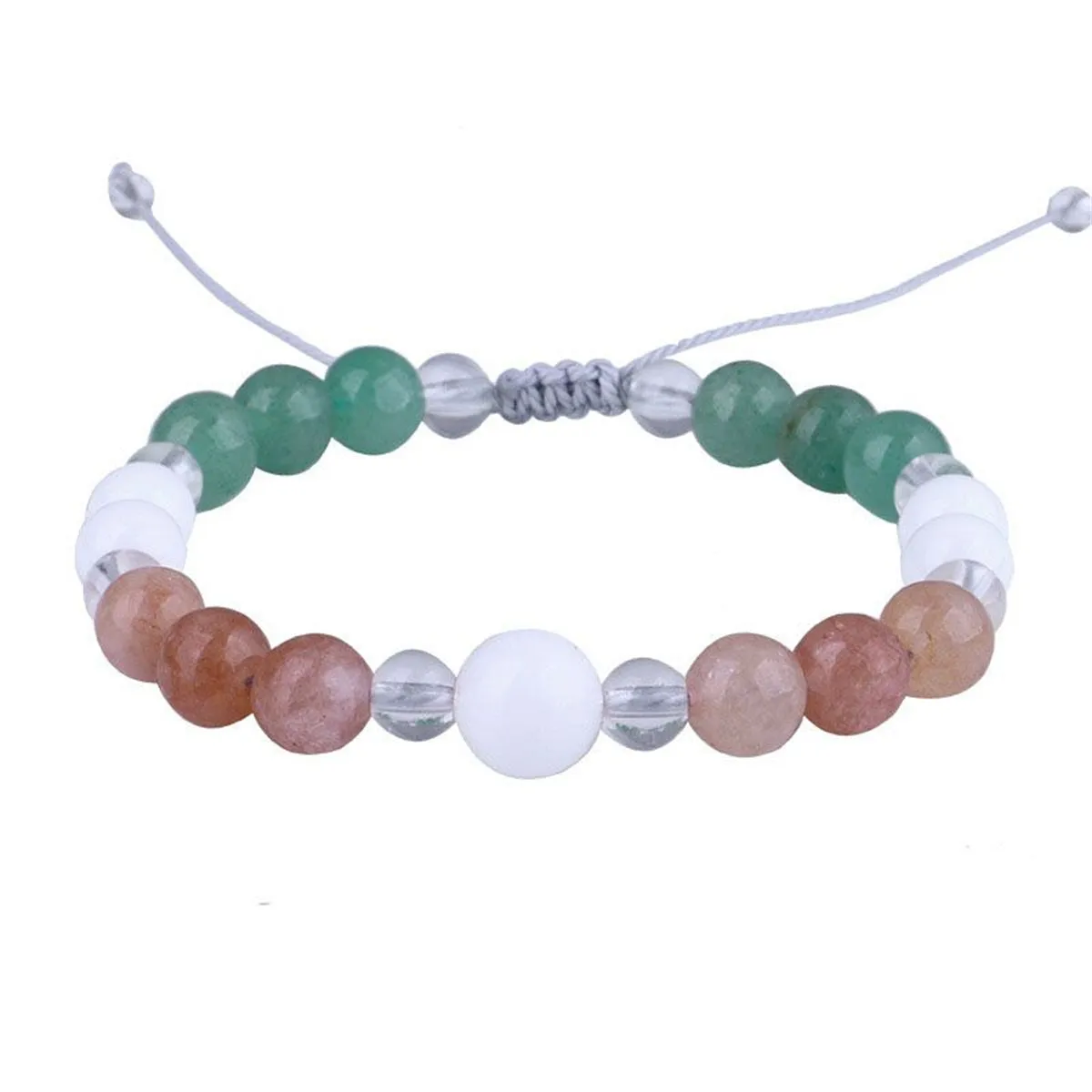 Pink & Green Quartz Adjustable Bracelet