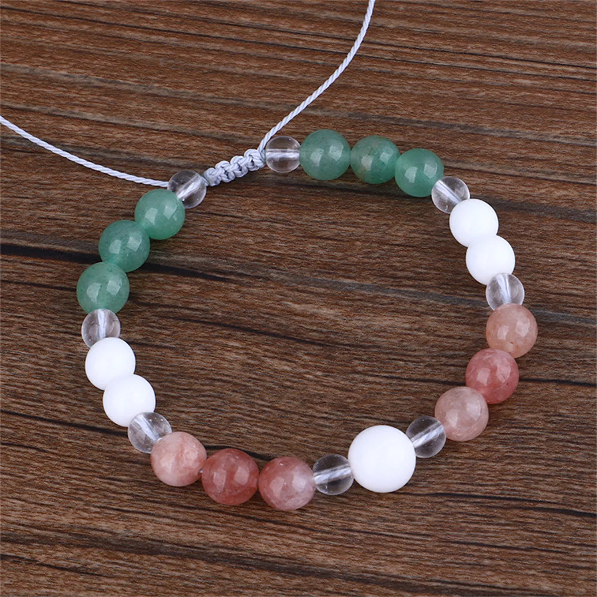 Pink & Green Quartz Adjustable Bracelet