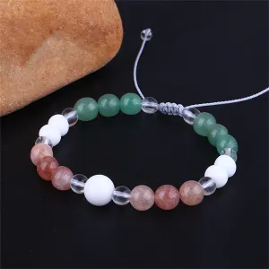 Pink & Green Quartz Adjustable Bracelet