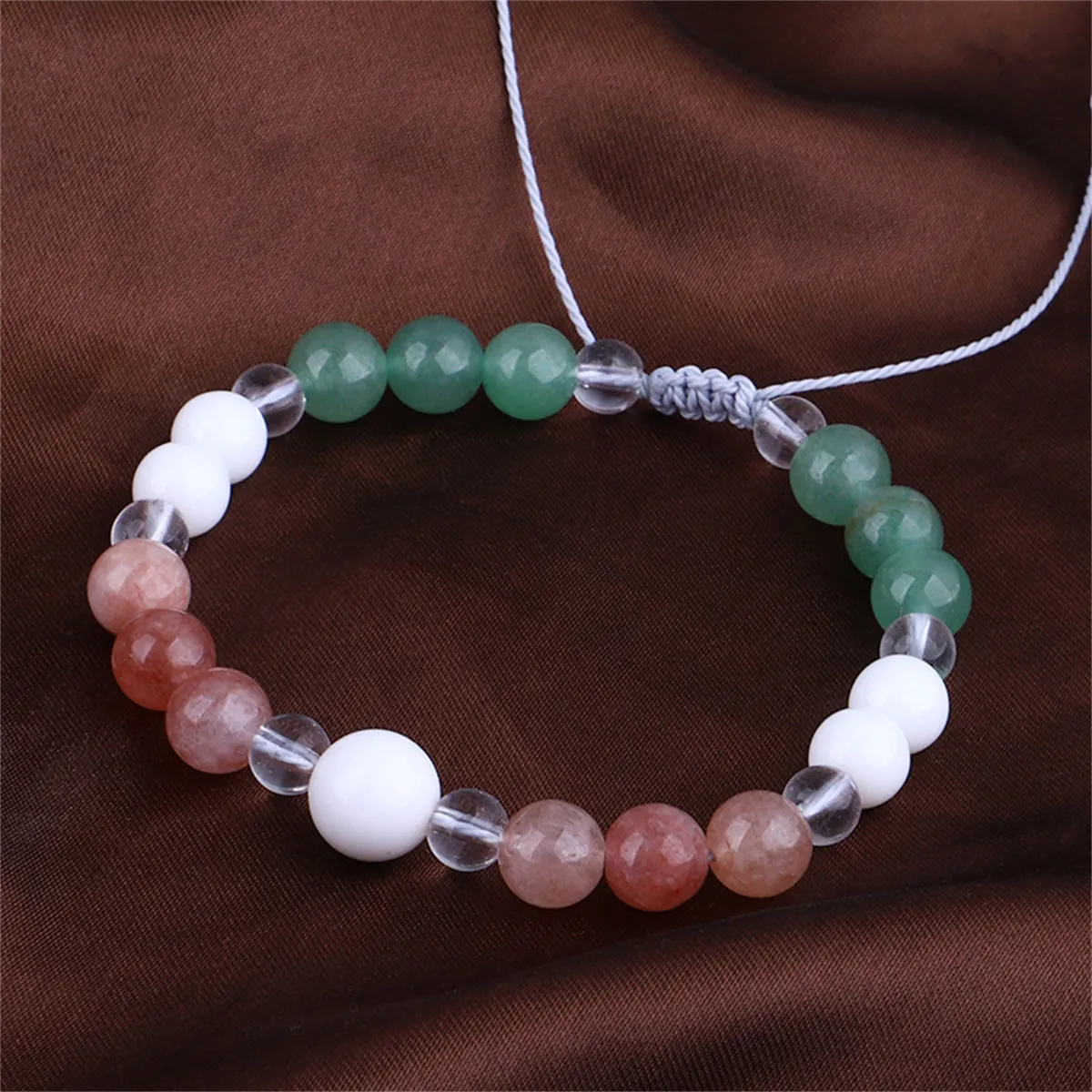 Pink & Green Quartz Adjustable Bracelet