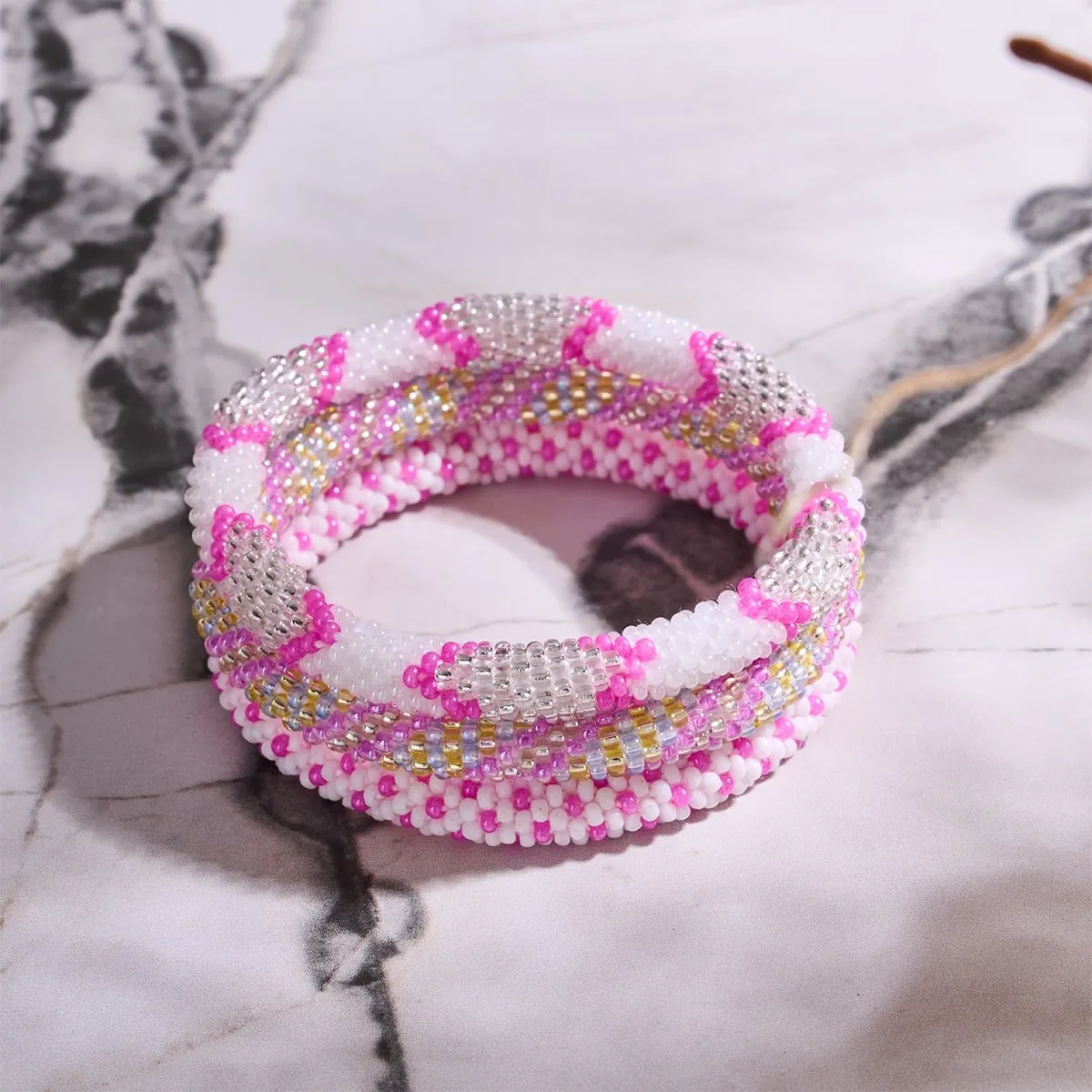 Pink Clouds | Himalayan Glass Bead Bracelet