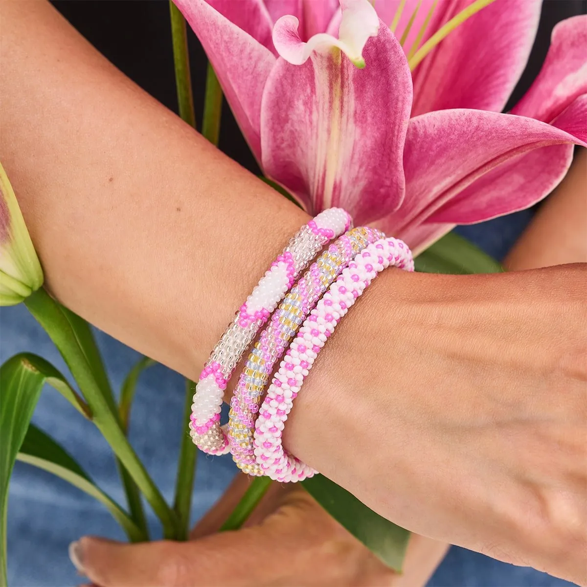 Pink Clouds | Himalayan Glass Bead Bracelet