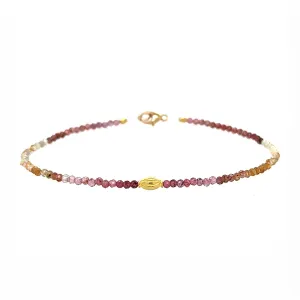 Pink Fade Sapphire   18k Bead Bracelet