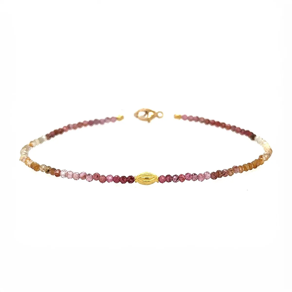Pink Fade Sapphire   18k Bead Bracelet