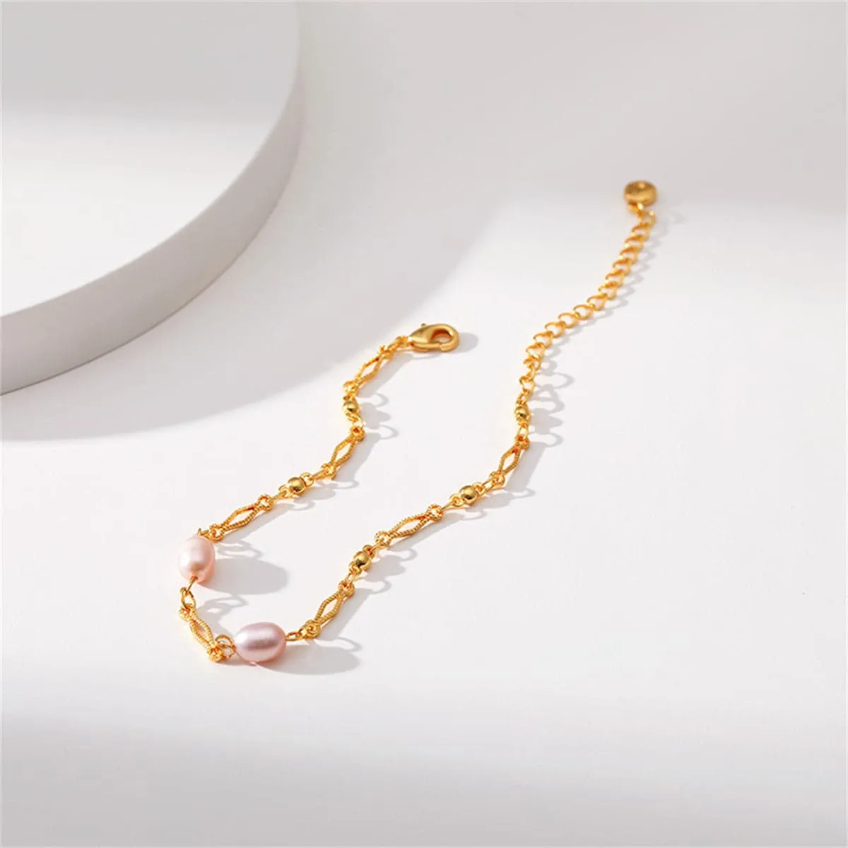 Pink Pearl & 18K Gold-Plated Diamond-Cut Bracelet