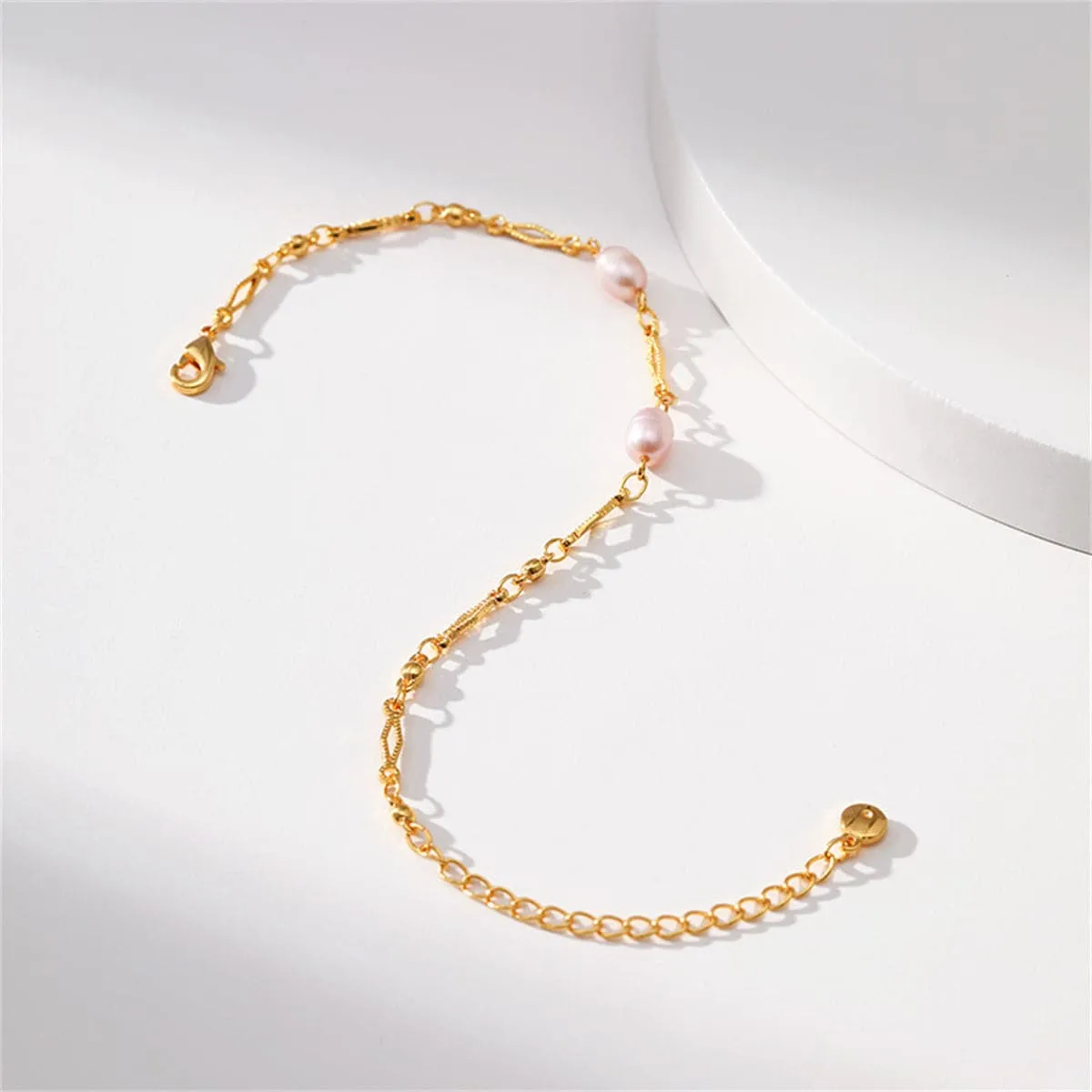 Pink Pearl & 18K Gold-Plated Diamond-Cut Bracelet