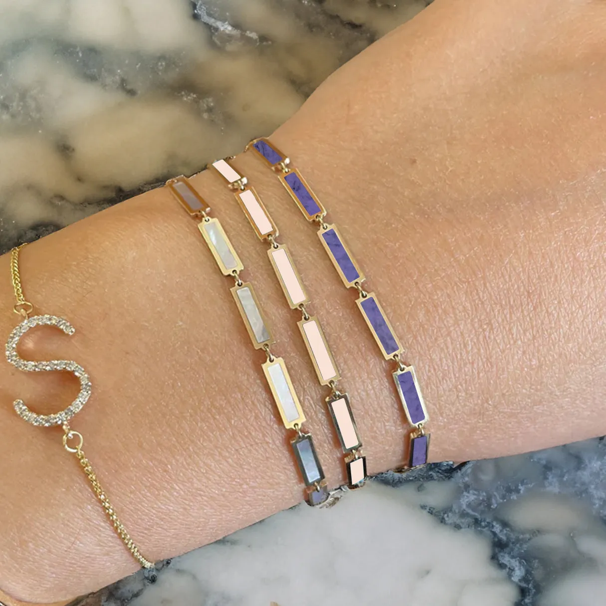 Pink Pearl Bar Bracelet