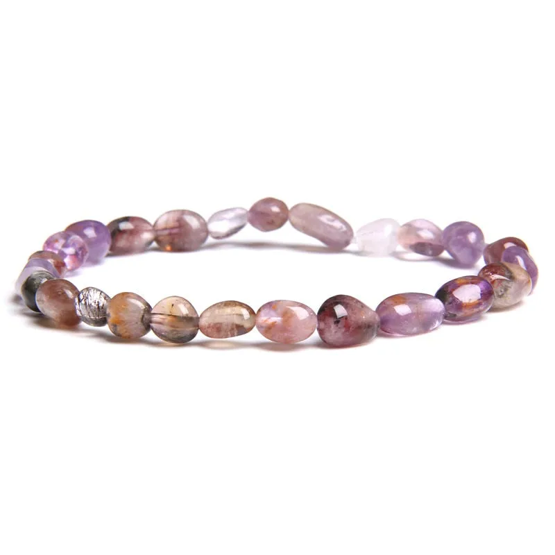 Pink Quartzs Chipped Gravel Beads Bracelets