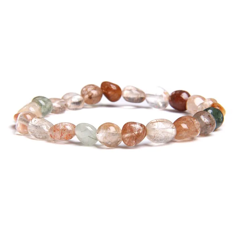 Pink Quartzs Chipped Gravel Beads Bracelets