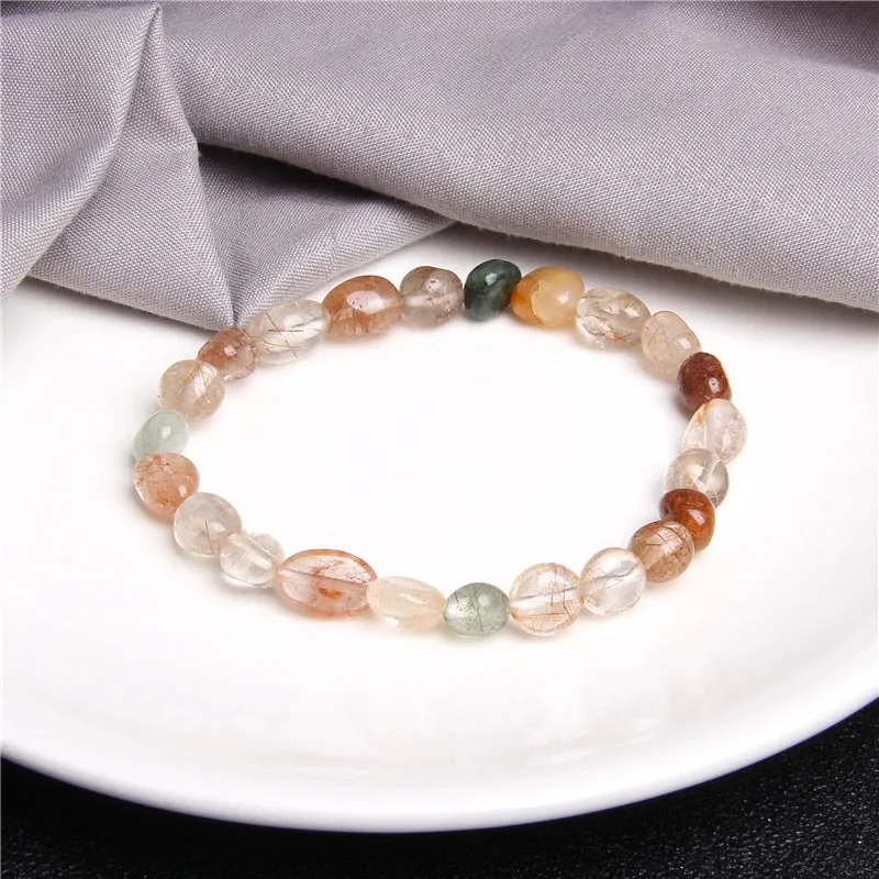 Pink Quartzs Chipped Gravel Beads Bracelets