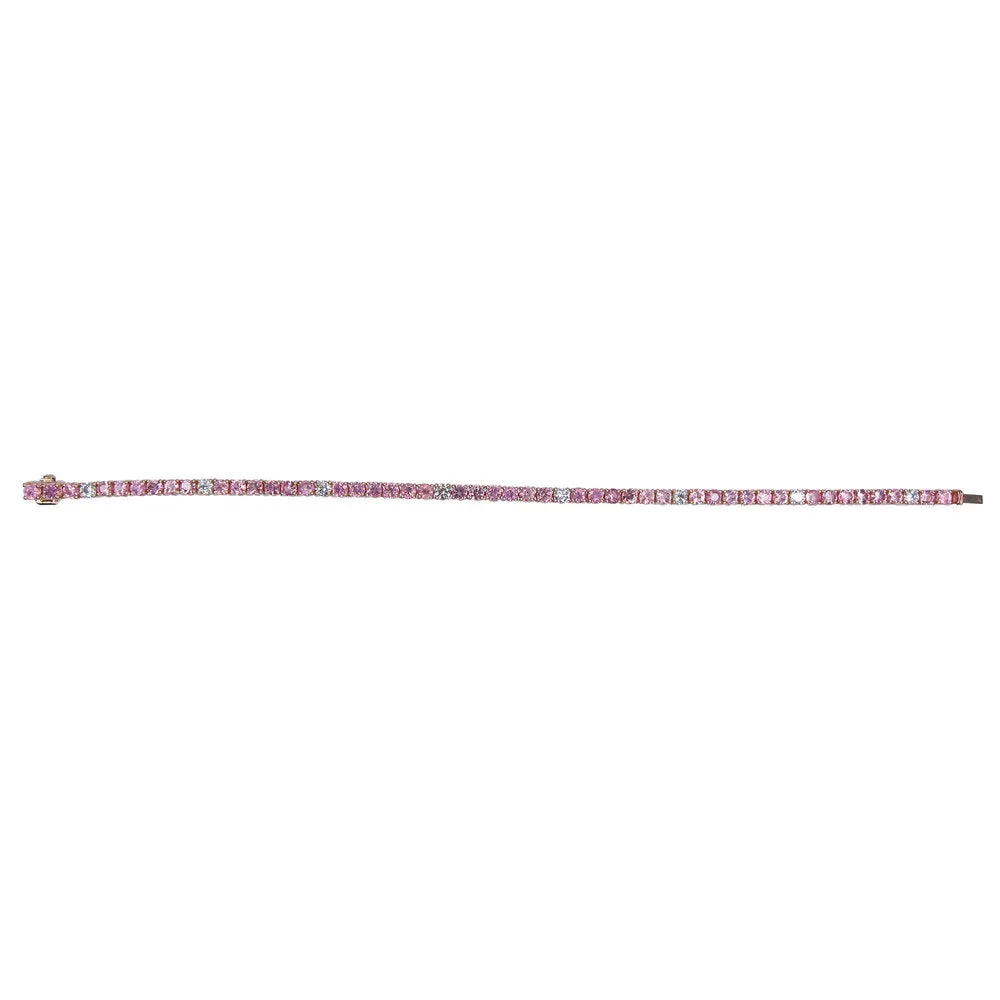 Pink Sapphire & Diamond Tennis Bracelet